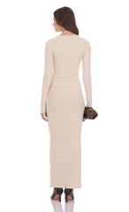 Ribbed Soft Maxi Skirt in Cream