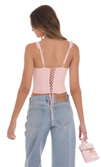 Ruffle Scoop Corset Top in Pink