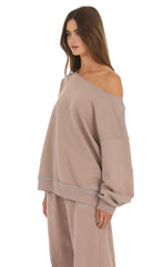 Off-Shoulder Relaxed Top in Taupe