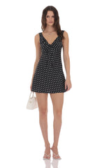 Polka Dot Mini Dress in Black