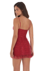 Sequin Ruched Bodycon Dress in Red