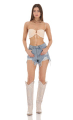 Ruffle Crop Top in Light Peach