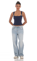 Double Bow Top in Navy