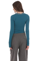 Lace V-Neck Top in Teal