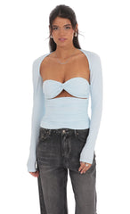 Two Piece Cutout Top in Light Blue