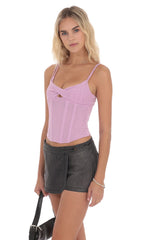 Mesh Twist Corset Top in Mauve