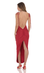 Back Slit Maxi Dress in Red