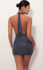 Bodycon Dress In Blue Shimmer