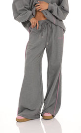 Two-Toned Cinchable Sweatpants in Grey
