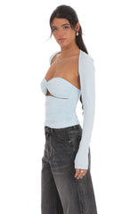 Two Piece Cutout Top in Light Blue
