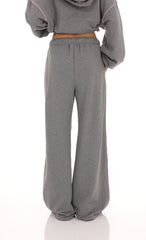 Two-Toned Cinchable Sweatpants in Grey