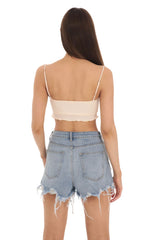 Ruffle Crop Top in Light Peach