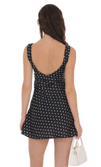 Polka Dot Mini Dress in Black