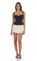 Ruched Flare Top in Black
