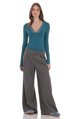 Lace V-Neck Top in Teal