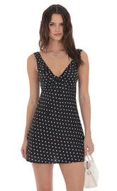 Polka Dot Mini Dress in Black