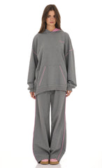Two-Toned Cinchable Sweatpants in Grey
