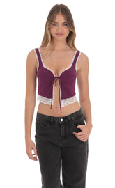 Lace Vest Top in Purple