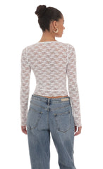Long Sleeve Lace Top in White