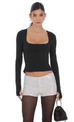 Sequin Mini Shorts in Silver