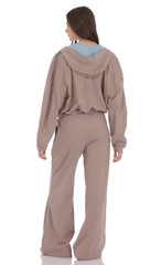 Two-Toned Cinchable Sweatpants in Taupe