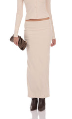 Ribbed Soft Maxi Skirt in Cream