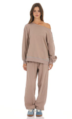 Off-Shoulder Relaxed Top in Taupe