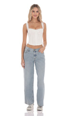 Mid Rise Baggy Jeans in Light Blue