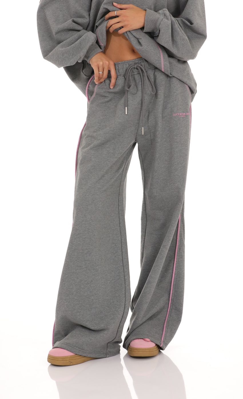 Two-Toned Cinchable Sweatpants in Grey