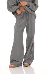 Two-Toned Cinchable Sweatpants in Grey