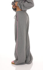 Two-Toned Cinchable Sweatpants in Grey