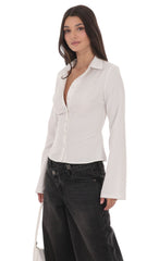 Pinstripe Button-Up Shirt in White
