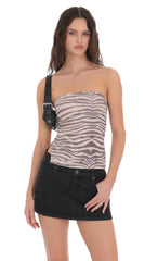 Mesh Slit Top in Coffee Cream