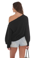 Off Shoulder Knitted Jumper in Black