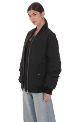 Oversized Bomber Jacket in Black