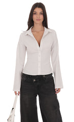 Pinstripe Button-Up Shirt in White