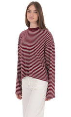 Oversized Striped Shirt in Red and White