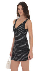 Polka Dot Mini Dress in Black