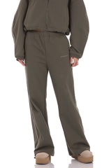 Piped Straight Leg Sweatpants in Olive Green