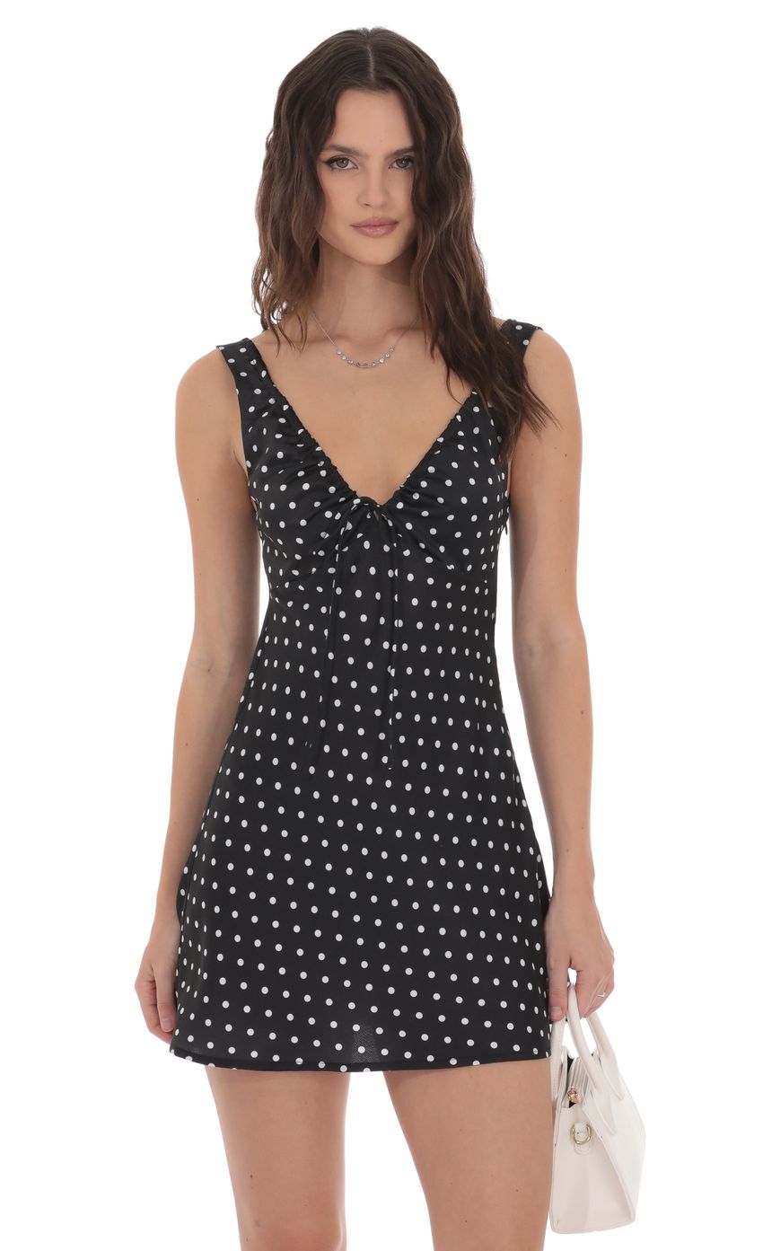 Polka Dot Mini Dress in Black