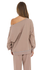 Off-Shoulder Relaxed Top in Taupe