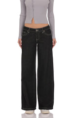 Low Rise Wide Leg Jeans in Black