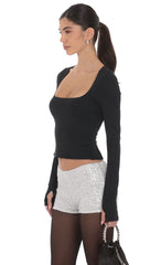 Open Back Twist Top in Black