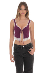 Lace Vest Top in Purple
