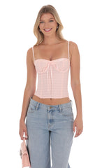 Bow Mesh Bustier in Pink